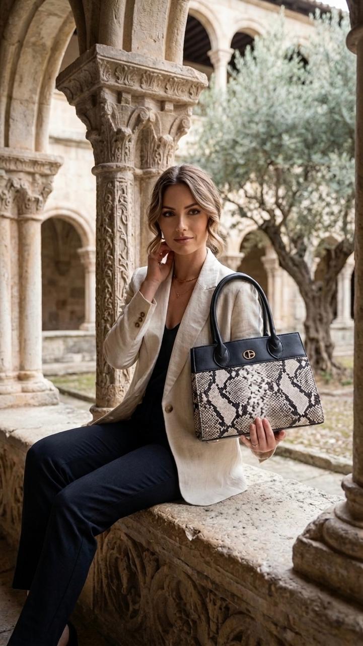 The Python Luxe Dual-Tone Snake Satchel